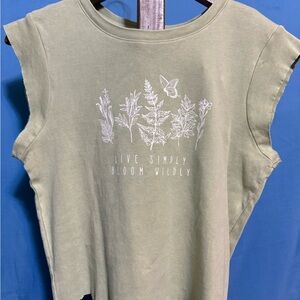 Organic Generation Olive Green Sleeveless Top with Butterfly application